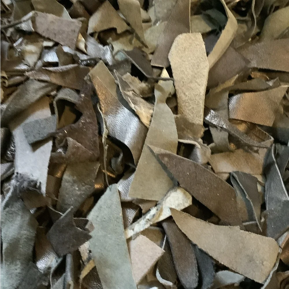 Leather scraps rug 20” by 37 1/2”